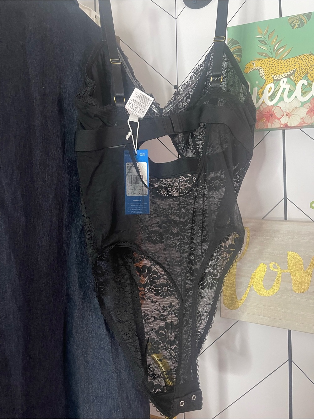 NWT ADIDAS MODERN FLEX LACE BODYSUIT IN BLACK - Picture 3 of 3